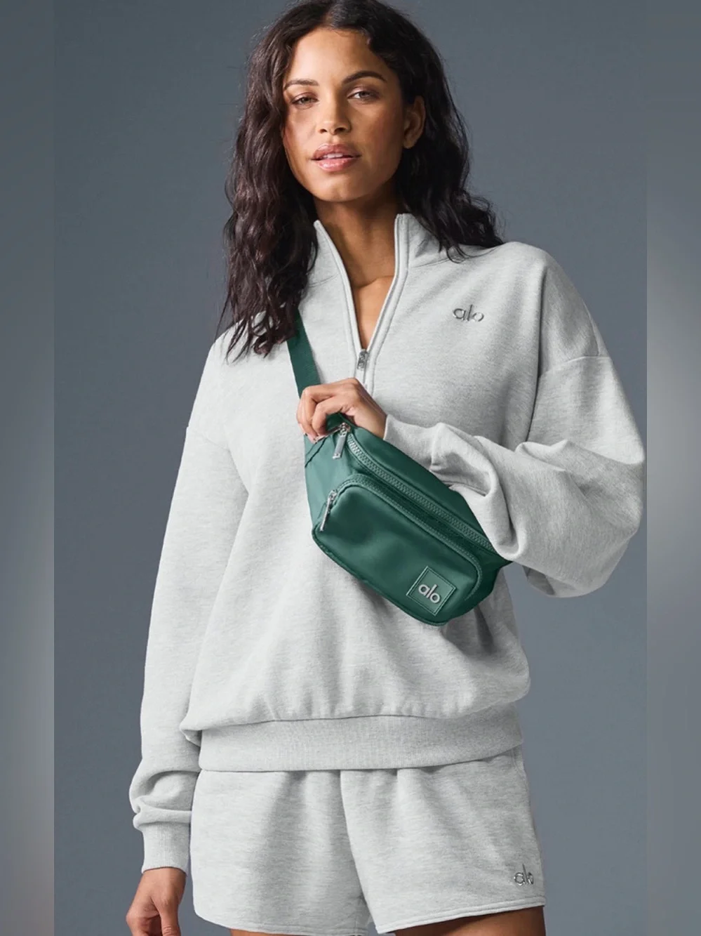 ALO Yoga 1/4-Zip Pullover Sweatshirt - Athletic Heather Grey - XS - NWT